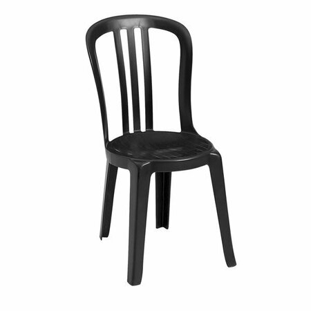GROSFILLEX US495517 / US495017 Miami Bistro Black Outdoor Stacking Resin Sidechair - Pack of 4, 4PK 383US495517PK